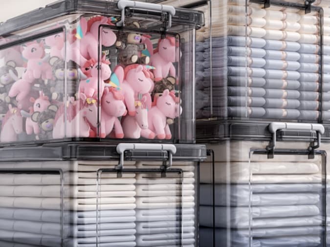 積み重ね可能な大容量グッズ収納ボックス