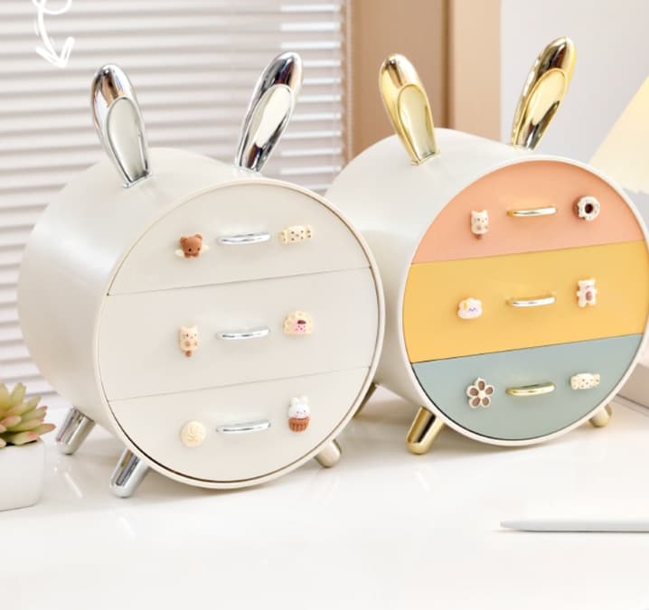 うさぎ耳付き丸型グッズ収納ケース