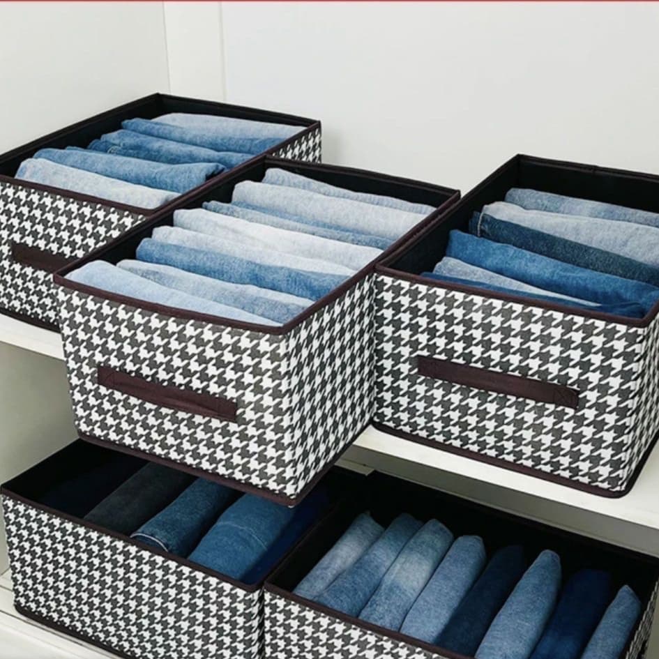 グッズ収納 千鳥格子模様 折りたたみ収納ボックス