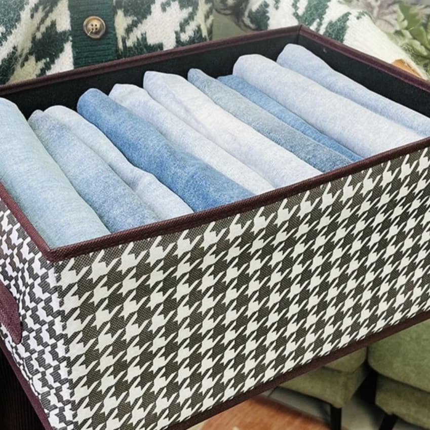グッズ収納 千鳥格子模様 折りたたみ収納ボックス