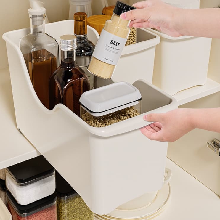 グッズ収納 キッチン整理ボックス 斜め口デザイン
