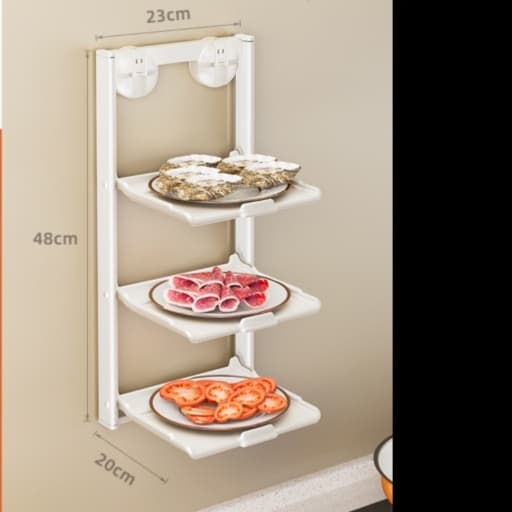 グッズ収納 吸盤取付け折りたたみ式キッチンラック