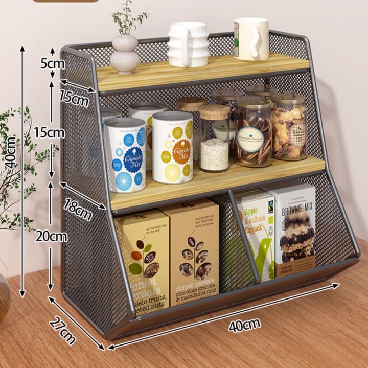 グッズ収納 三段メッシュ整理ラック キッチン収納