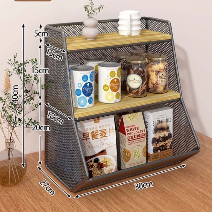 グッズ収納 三段メッシュ整理ラック キッチン収納