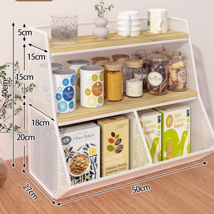 グッズ収納 三段メッシュ整理ラック キッチン収納
