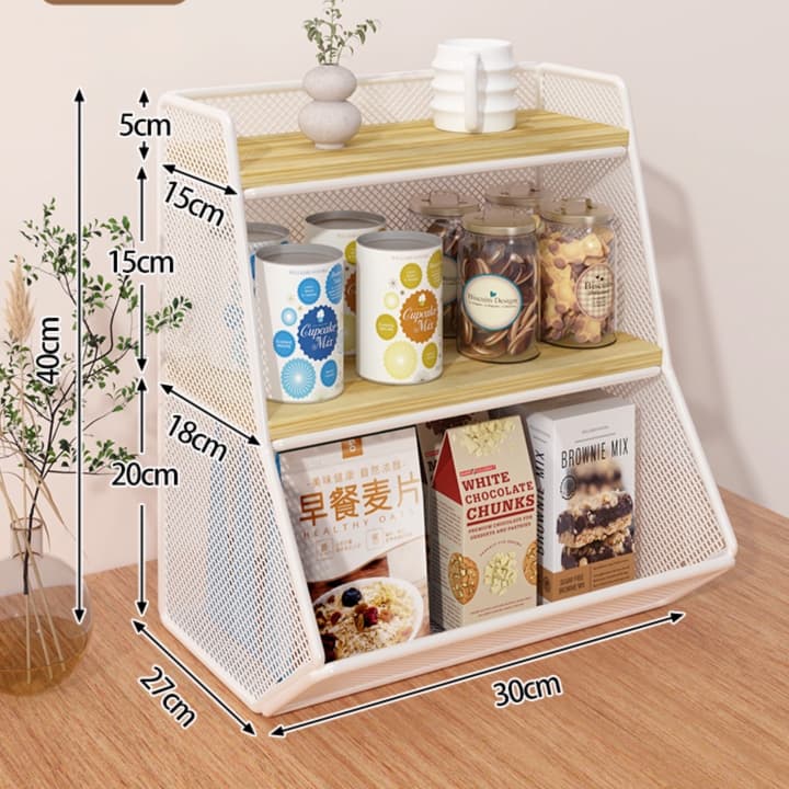 グッズ収納 三段メッシュ整理ラック キッチン収納