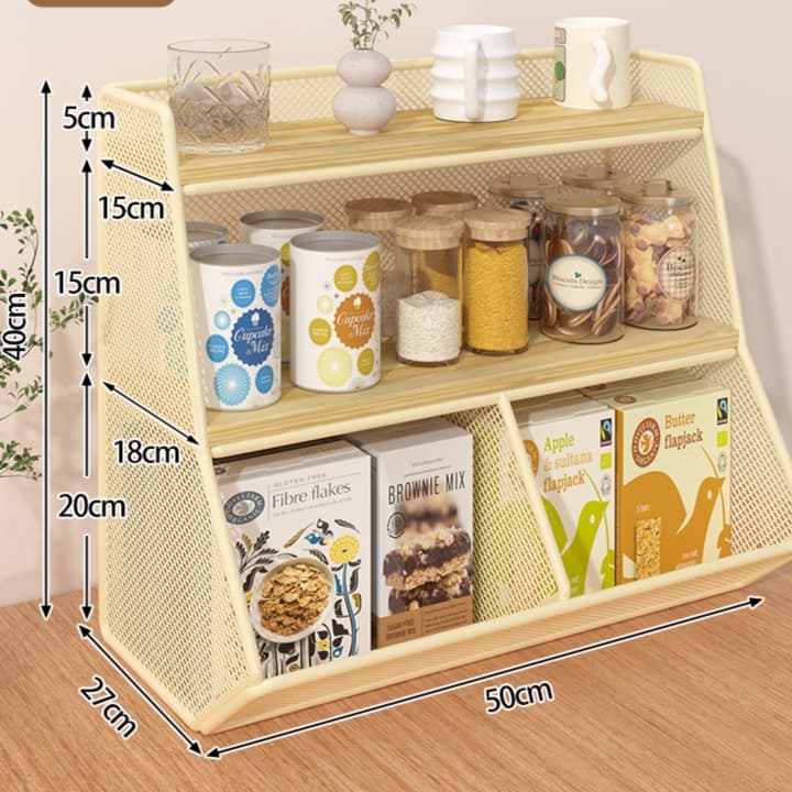 グッズ収納 三段メッシュ整理ラック キッチン収納