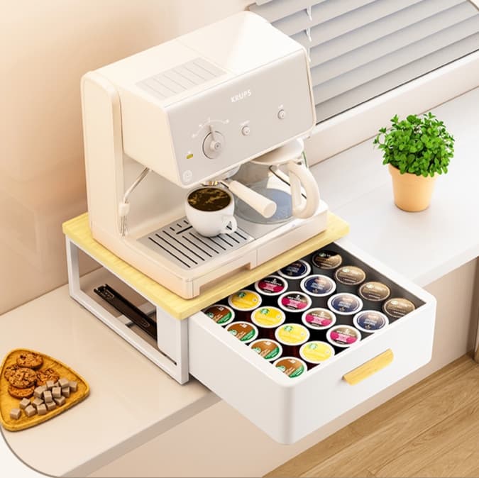 グッズ収納 コーヒーマシン収納ラック 引き出し付き