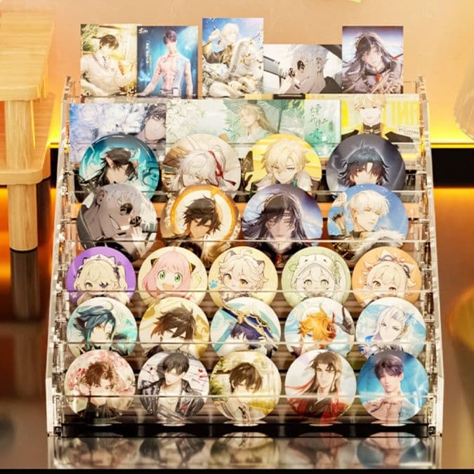 グッズ収納 多段式缶バッジコレクションスタンド
