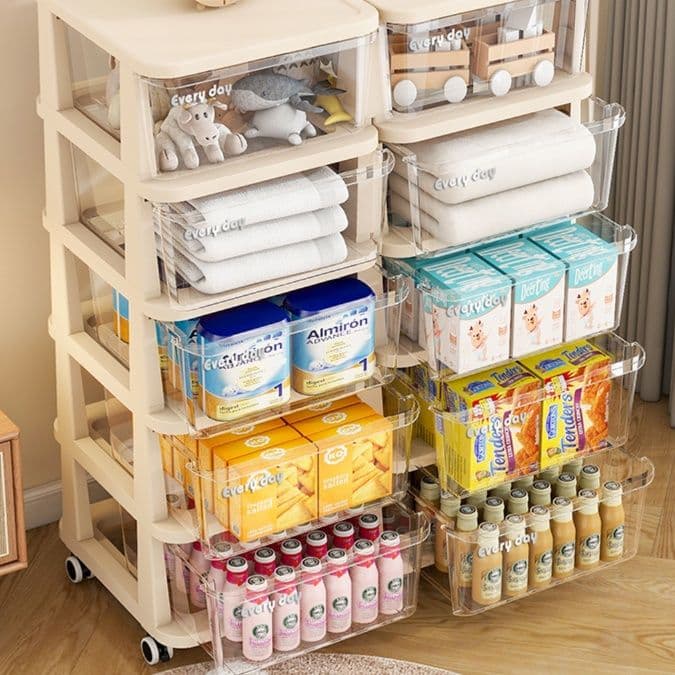 グッズ収納 多段式キャスター付き引き出し型整理棚