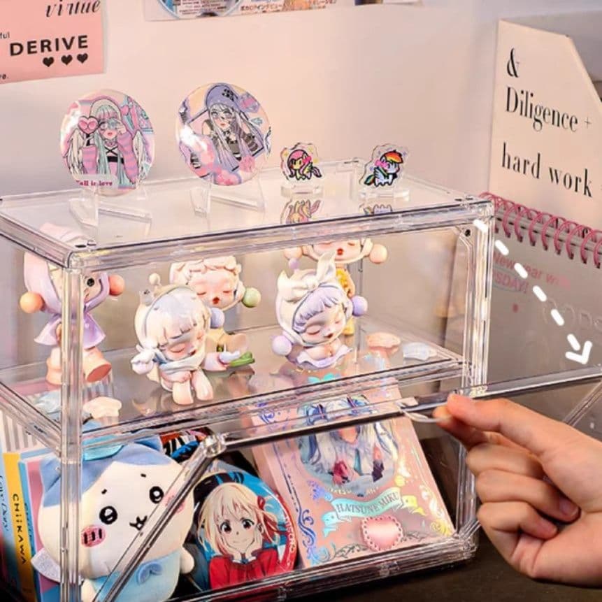 グッズ収納 多段式透明アクリル製グッズ展示ディスプレイケース