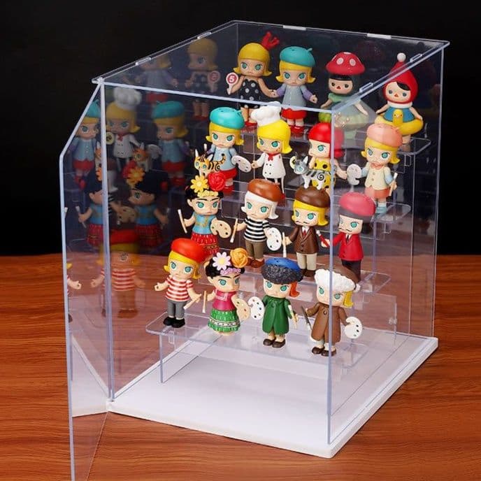 グッズ収納 透明アクリル製階段型多段式フィギュア展示ケース