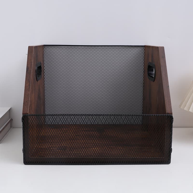 グッズ収納 メッシュ付き木製収納ボックス