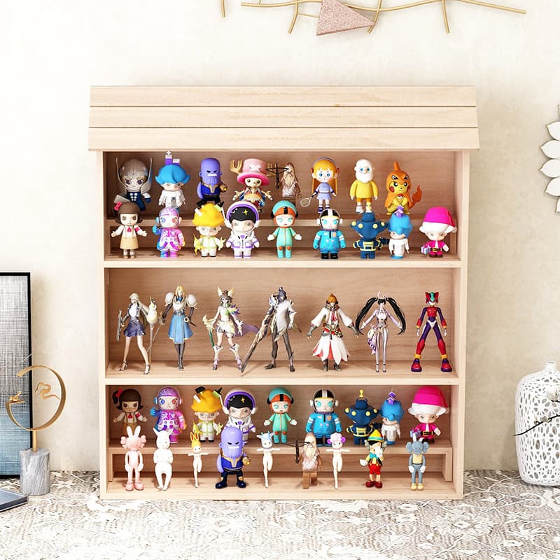 グッズ収納 三段式木製フィギュアディスプレイケース
