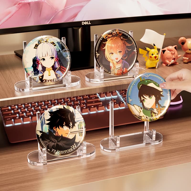 グッズ収納 アクリル製 アニメ缶バッジ＆カード立てスタンド