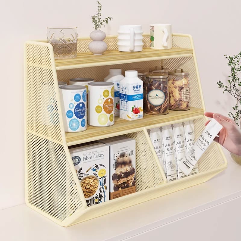 グッズ収納 三段メッシュ整理ラック キッチン収納