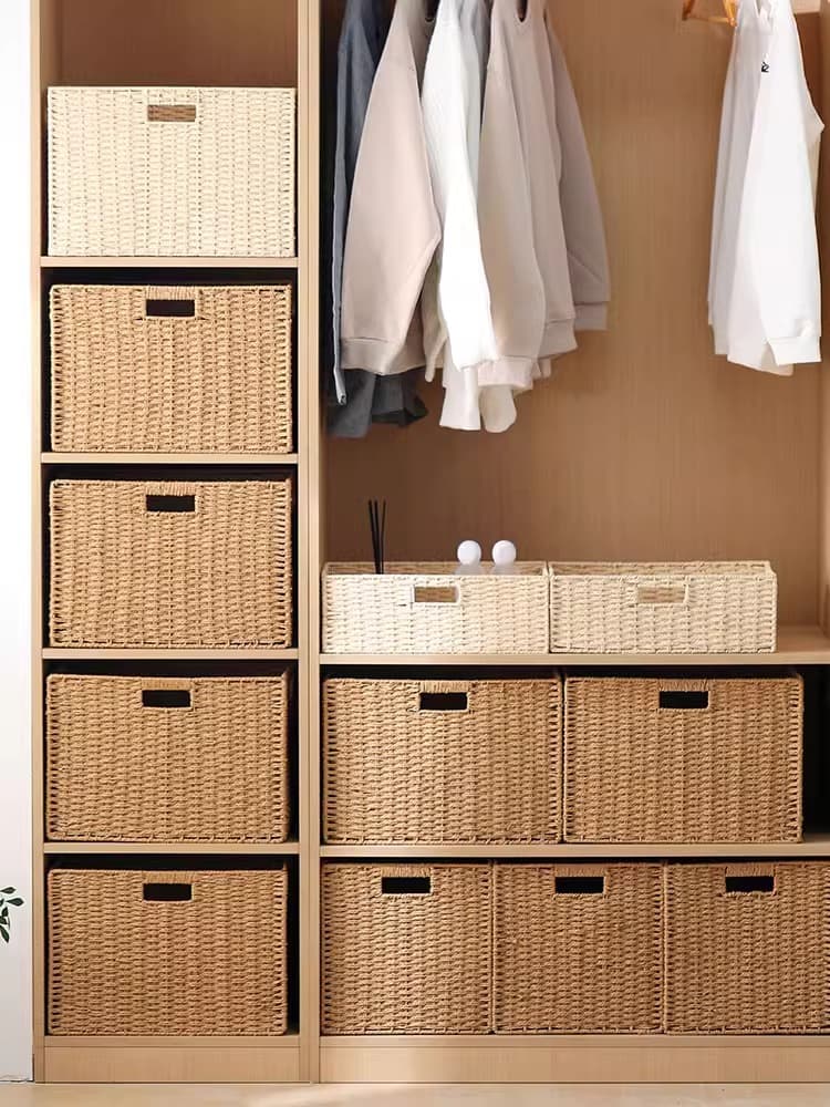 グッズ収納 天然素材 格子織り 収納かご