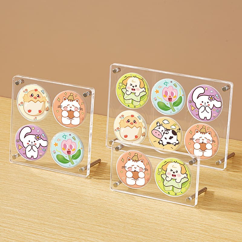 グッズ収納 アクリル製 かわいい缶バッジ飾り台 スタンド