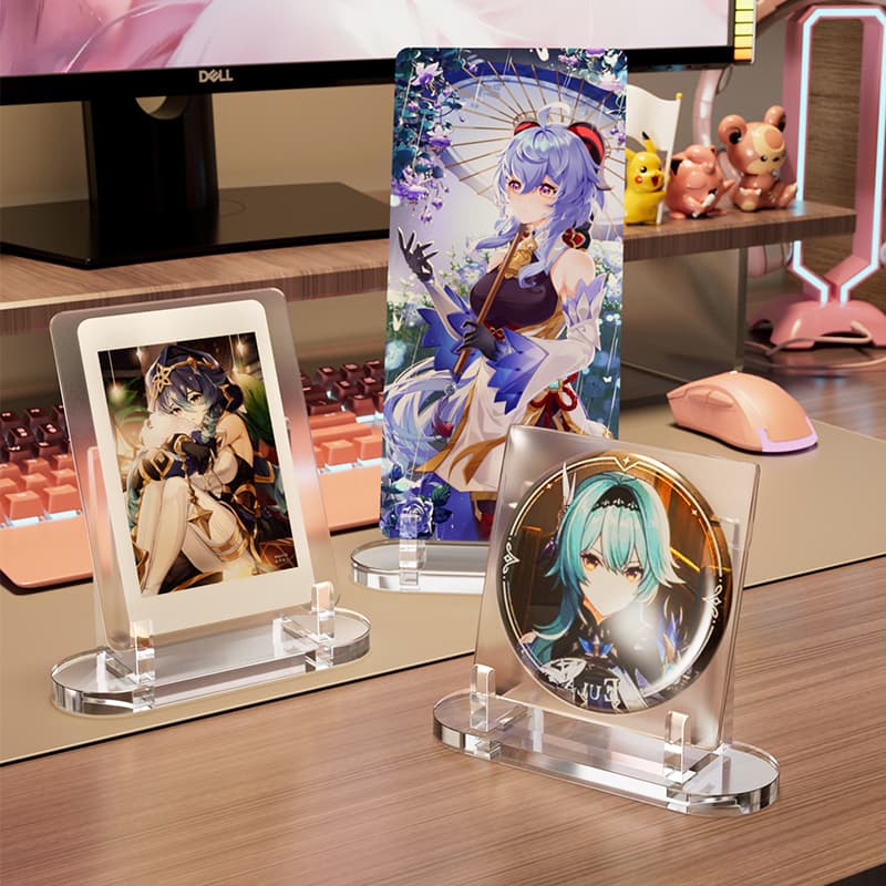 グッズ収納 アクリル製 アニメ缶バッジ＆カード立てスタンド